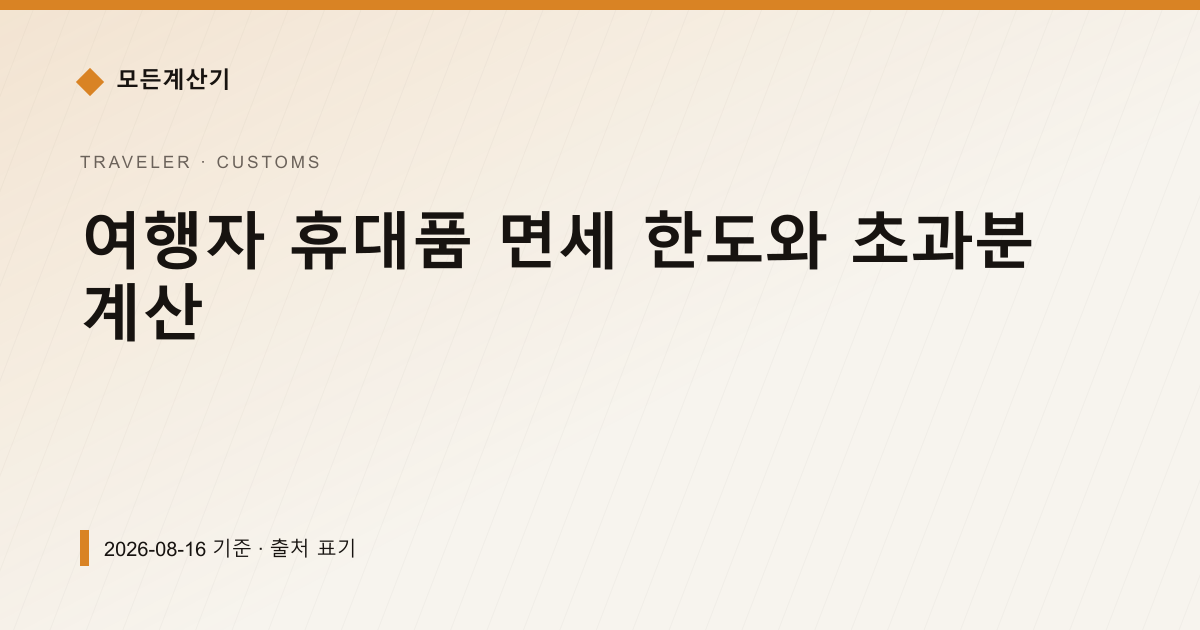 여행자 휴대품 면세 한도와 초과분 계산 — 직구·관세 안내 이미지